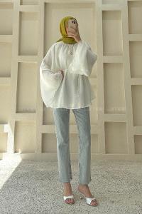 White Neckband Cotton Tunic