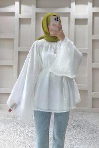White Neckband Cotton Tunic
