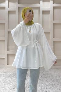 White Neckband Cotton Tunic