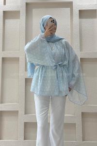 Baby Blue Neckband Cotton Tunic