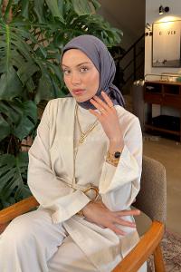 Lamelif Organik Premium Eşarp Antrasit