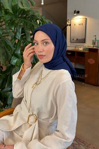 Lamelif Organik Premium Eşarp Gece Mavi