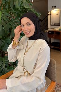 Lamelif Organik Premium Eşarp Siyah