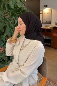 Lamelif Organik Premium Eşarp Siyah
