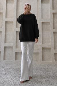 Lamelif Oversize Sweatshirt Siyah