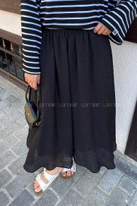 Lamelif Bel Lastikli Tül Modal Etek Siyah