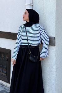 White Crew Neck Long Arm Without Accessories Viscose Unprinted Blouse