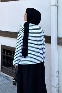 White Crew Neck Long Arm Without Accessories Viscose Unprinted Blouse