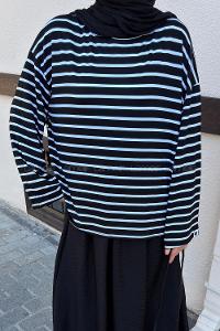 Black Crew Neck Long Arm Without Accessories Viscose Unprinted Blouse