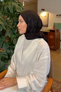Lamelif Ağaçdalı Desen Ayrobin Floş Jakar Eşarp Siyah