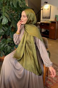 Lamelif Janjan Şal Asker Yeşili