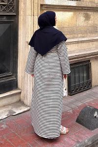 Navy Blue Crew Neck Modal Unprinted Dresess