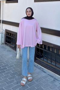 Pink Crew Neck Modal Oysho Tunic