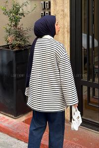 Lamelif Polo Yaka Düğmeli Tunik Lacivert