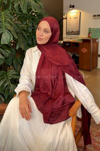 Lamelif Zincir Desen Ayrobin Floş Jakar  Şal Bordo