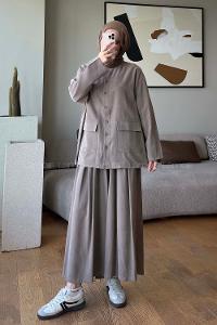 Mink Shirt Collar Long Arm Buttoned Regular Trousers Suit