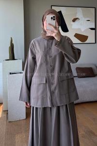 Mink Shirt Collar Long Arm Buttoned Regular Trousers Suit