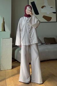 Stone Shirt Collar Long Arm Buttoned Polyester Naylon Regular Trousers Suit