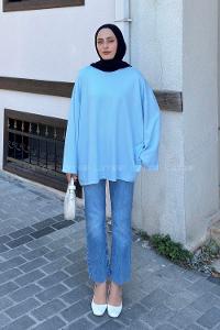 Baby Blue Crew Neck Modal Oysho Tunic