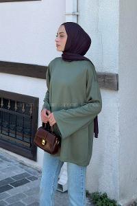 Lamelif Oysho Modal Basic Tunik  Haki