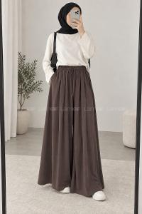 Brown Modal High Waist Pants