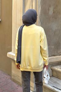 Yellow Crew Neck Long Arm Unprinted Sweatshirt