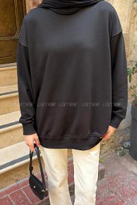 Lamelif Oversize Sweatshirt Siyah
