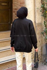 Lamelif Oversize Sweatshirt Siyah