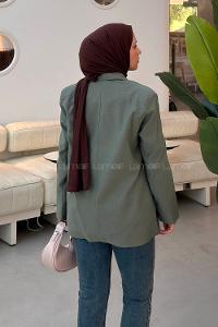 Khaki Jacket Collar Long Arm Linen Jacket