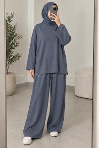 Anthracite Crew Neck Long Arm Without Accessories Regular Trousers Suit