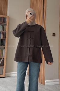 Dark Brown Neckband Long Arm Jacket
