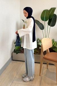 White Crew Neck Viscose Fabric Polyester Printed Tunic