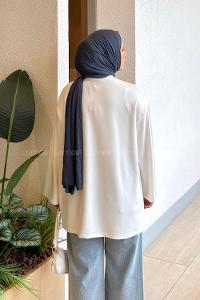White-2 Crew Neck Viscose Fabric Polyester Printed Tunic