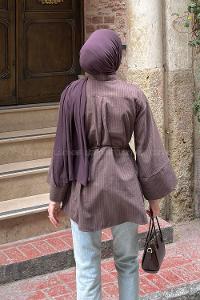 Brown Shirt Collar Long Arm Printed Shirt