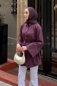 Plum Shirt Collar Long Arm Printed Shirt