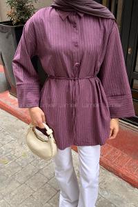 Plum Shirt Collar Long Arm Printed Shirt
