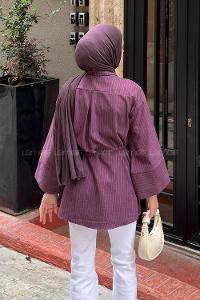 Plum Shirt Collar Long Arm Printed Shirt