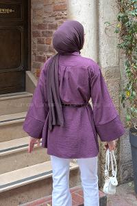 Plum Shirt Collar Long Arm Unprinted Shirt