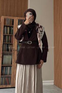 Brown Jacket Collar Long Arm Jacket