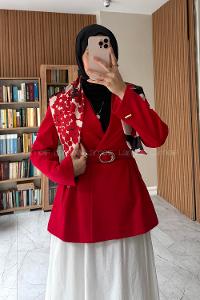 Red Jacket Collar Long Arm Jacket