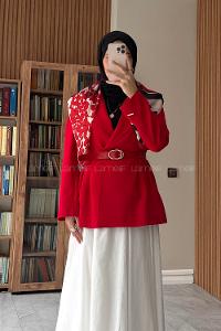 Red Jacket Collar Long Arm Jacket