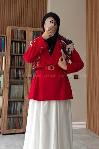 Red Jacket Collar Long Arm Jacket