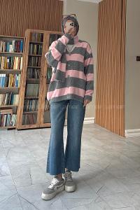 Pink V Neck Long Arm Cardigan