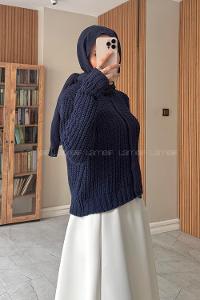 Lamelif Selanik Örgü Hırka Lacivert