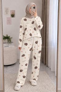 Lamelif Coffe Cup Detaylı Pijama Takımı