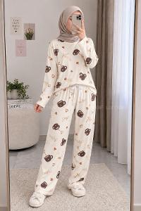 Lamelif Coffe Cup Detaylı Pijama Takımı