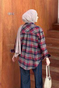 Lamelif Ekose Desen Oduncu Gömleği Bordo