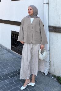 Stone Lower V Neck Long Arm Jacket