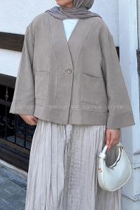 Stone Lower V Neck Long Arm Jacket