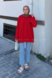 Lamelif Oysho Modal Basic Tunik  Kırmızı
